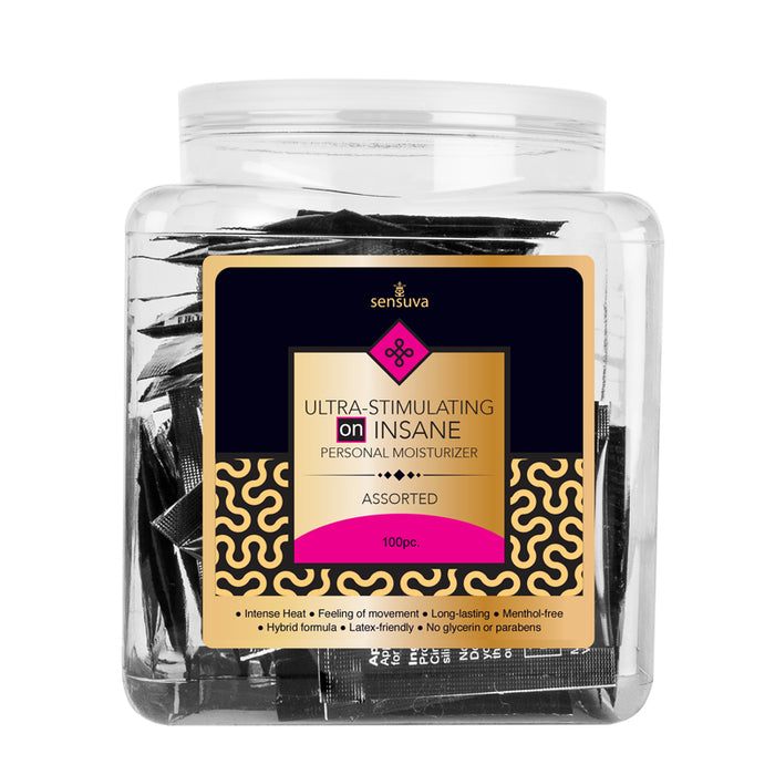 Sensuva Ultra-Stimulating ON Insane Personal Moisturizer Assorted 100-Piece Tub