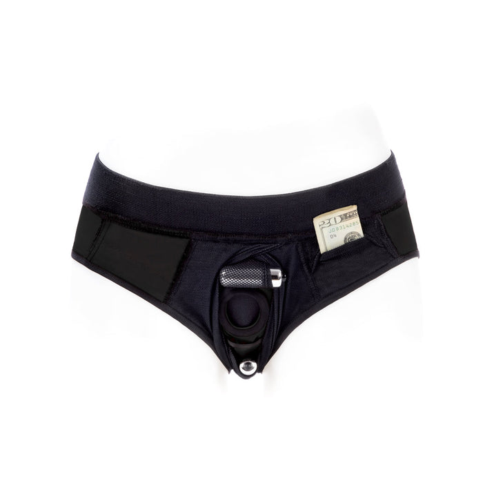 SpareParts Tomboi Cover Brief Style Underwear Harness Nylon Black/Black M