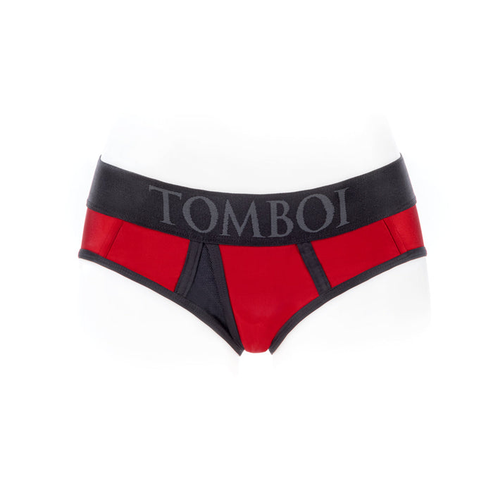 SpareParts Tomboi Cover Brief Style Underwear Harness Nylon Red/Black XS