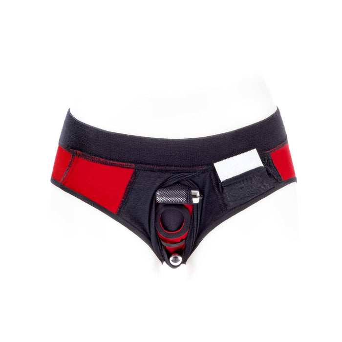 SpareParts Tomboi Cover Brief Style Underwear Harness Nylon Red/Black XL