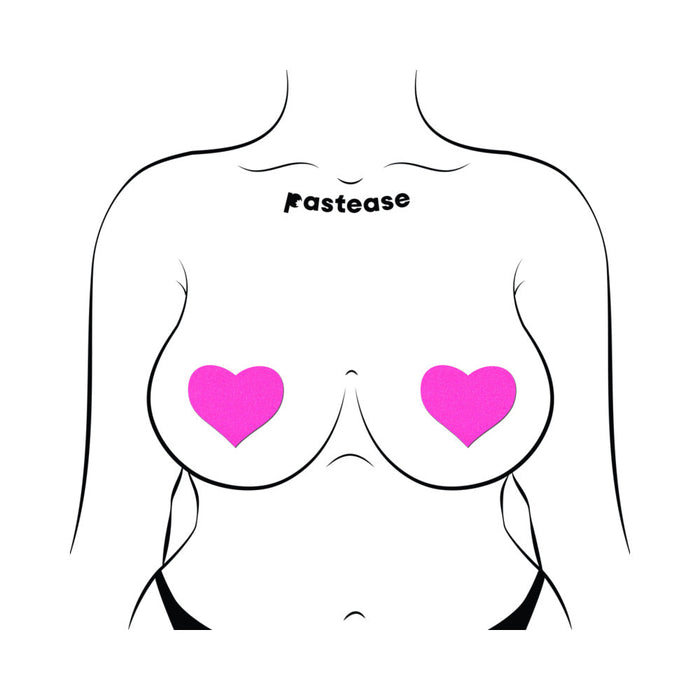 Pastease Neon Pink Day-Glow Lycra Heart Nipple Pasties