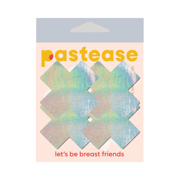 Pastease Petite Plus X Holographic Silver Cross Nipple Pasties