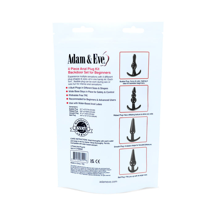 Adam & Eve 4-Piece Anal Plug Kit (Bag)