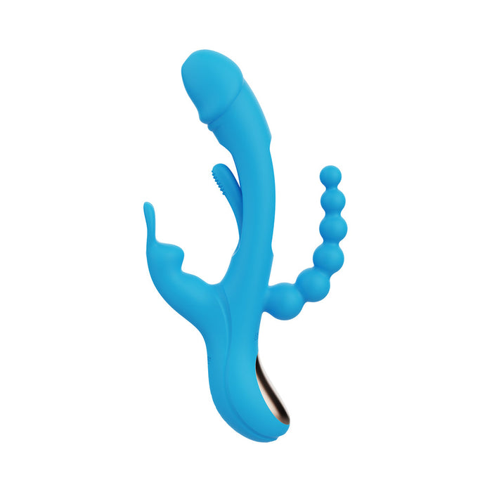 Honey Play Box Trilux Kinky Finger Rabbit Vibrator with Anal Beads Blue