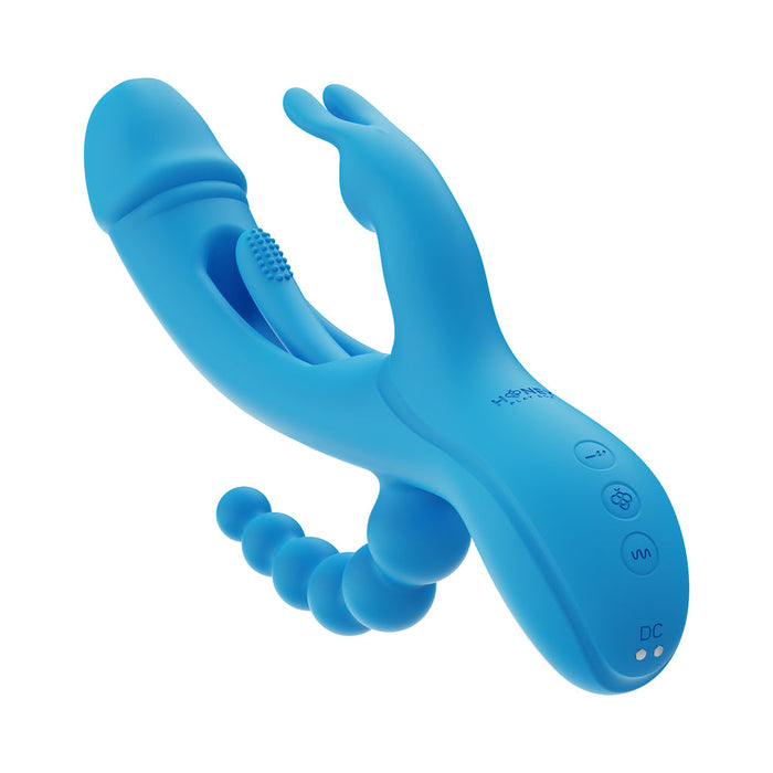 Honey Play Box Trilux Kinky Finger Rabbit Vibrator with Anal Beads Blue