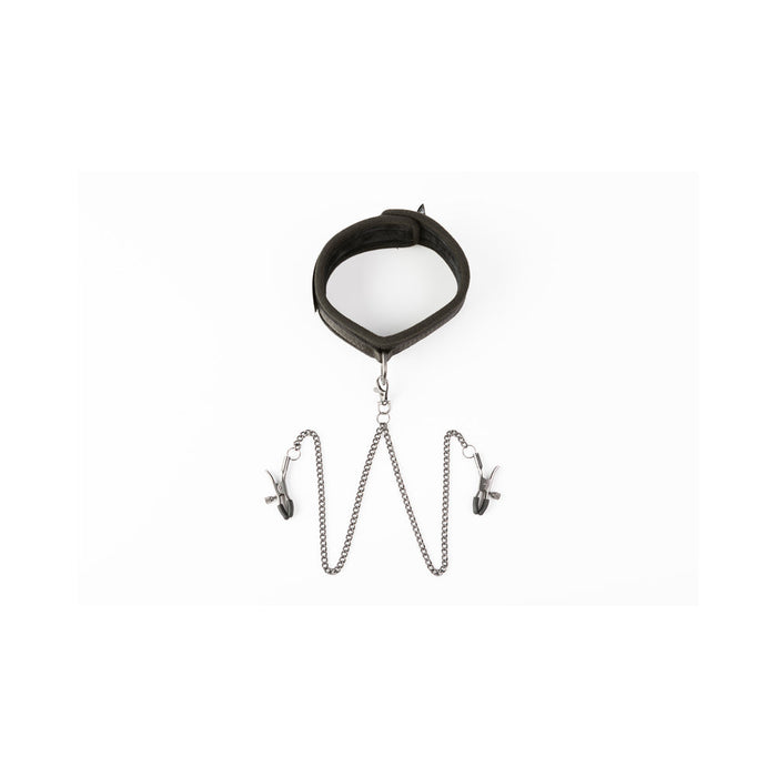 SEI MIO Twin Tweaks Velvet Collar with Nipple Clamps