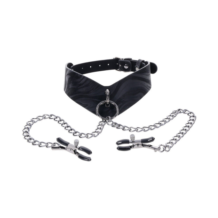 Sportsheets Velvet Noir Collar & Removable Clamps