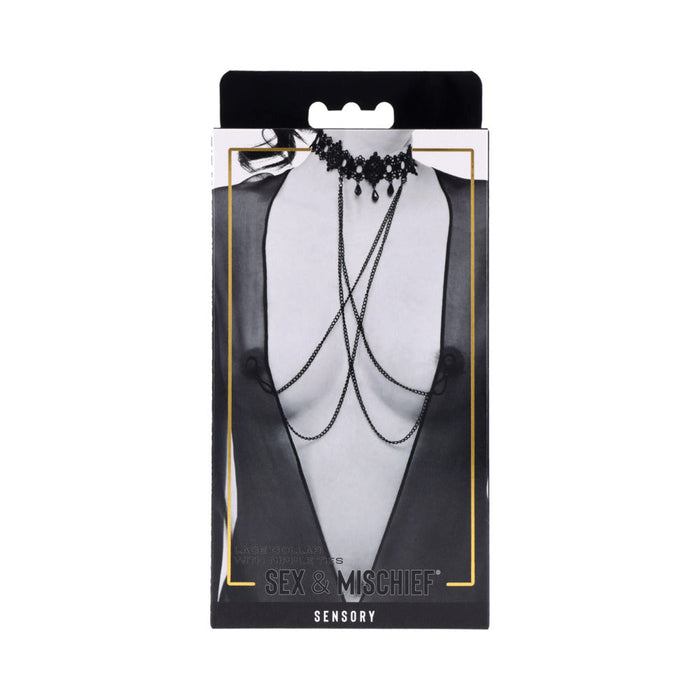 Sportsheets Sex & Mischief Lace Collar with Nipple Ties