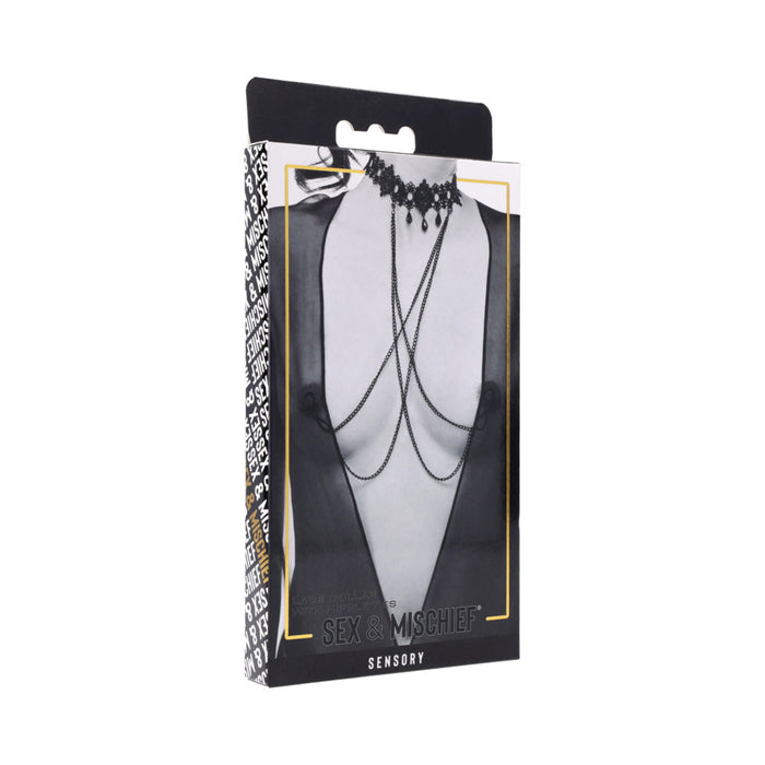 Sportsheets Sex & Mischief Lace Collar with Nipple Ties