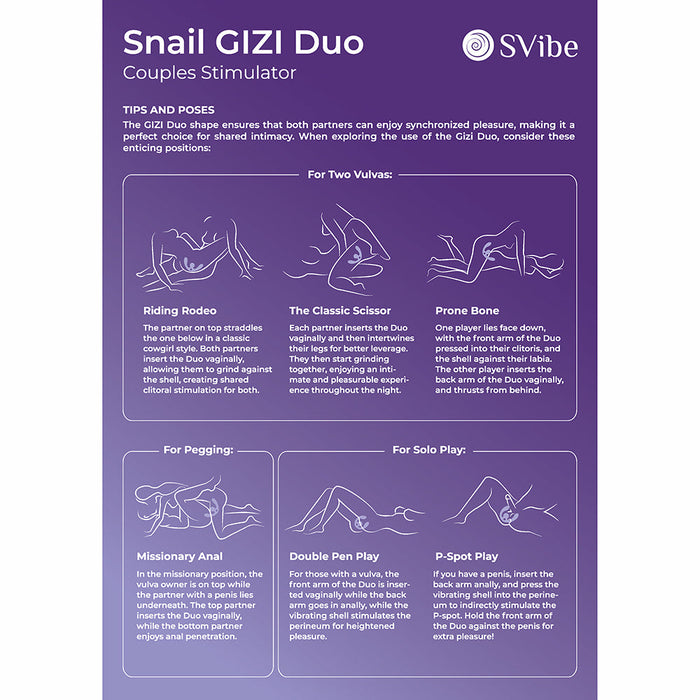 SVibe Snail GIZI Duo Couples Stimulator Burgundy