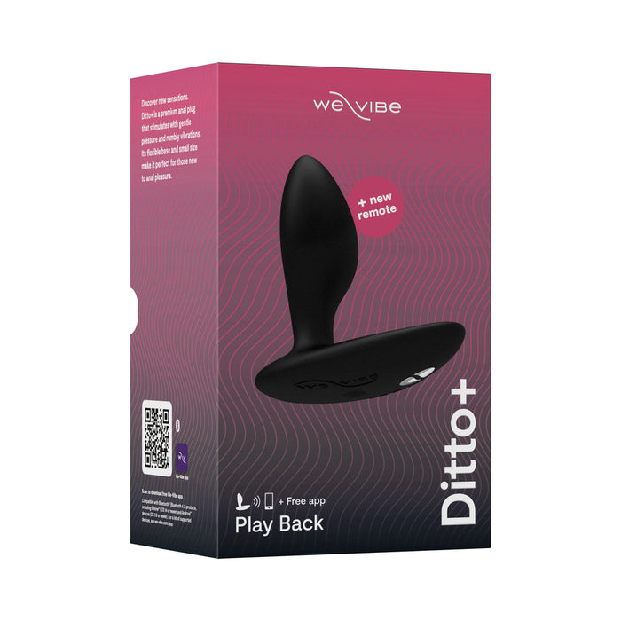 We-Vibe Ditto+ Rechargeable Remote Control Vibrating Anal Plug Satin Black